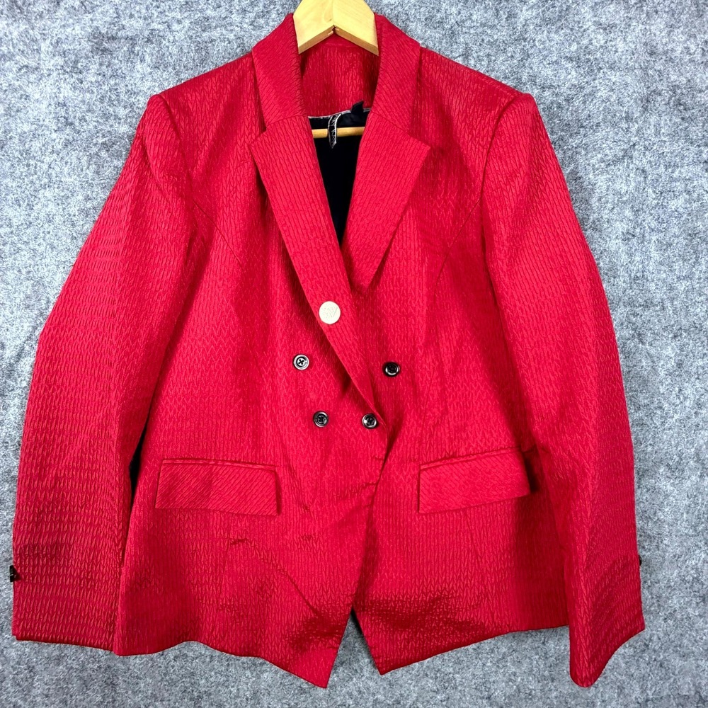 Mary Kay Blazer Jacket w/ Lapel Globe Pin Womens Large Double Breasted Career